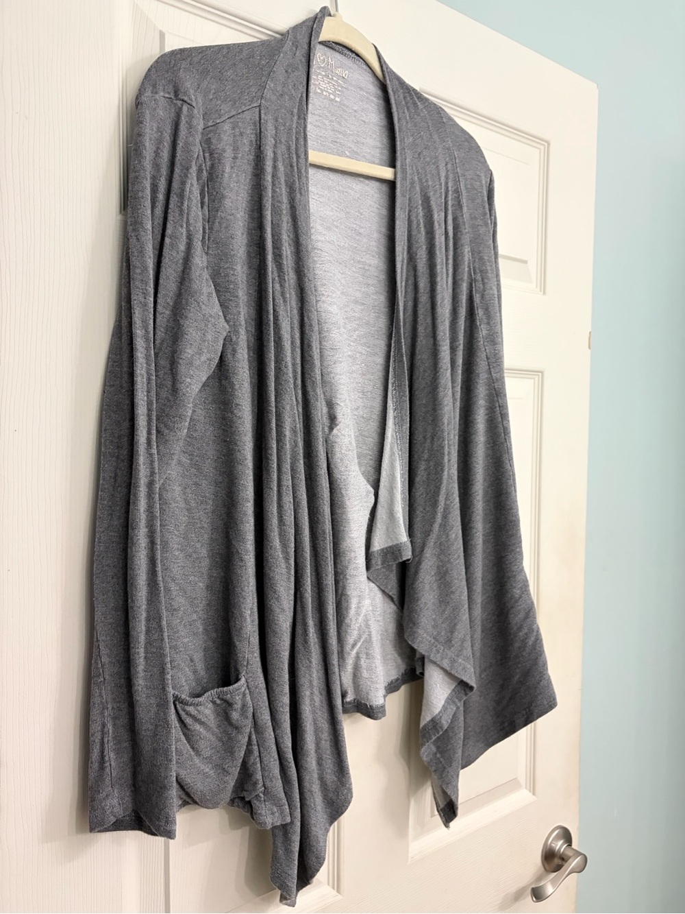 Draped Open-Front Cardigan - Gray